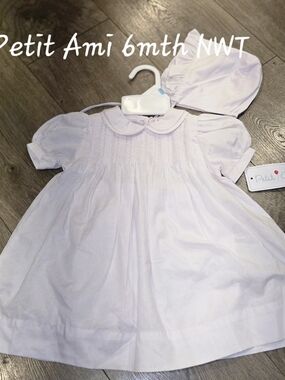 Petit Ami Baby Dress with Bonnet - Light Pink New With Tags